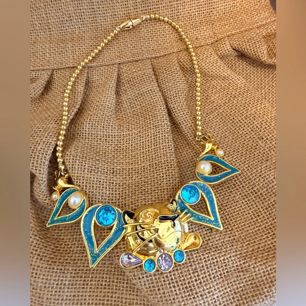Disney Store London Necklace Princess Jasmine Aladdin Raja Crystal Gold BinBJ